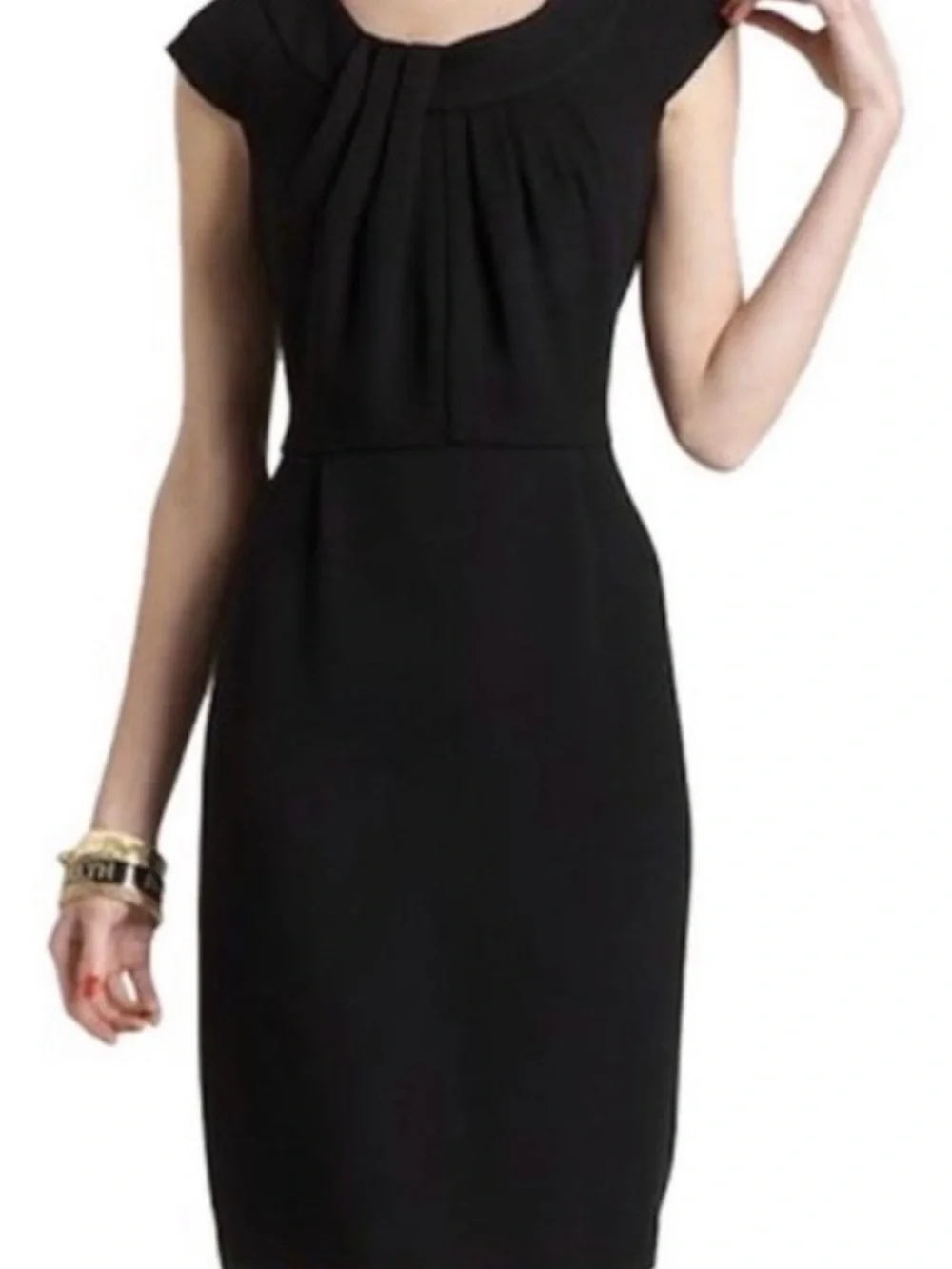 Kate Spade Raya Shift Dress Black Pleated Neck Sheath Dress Size 4 Womens